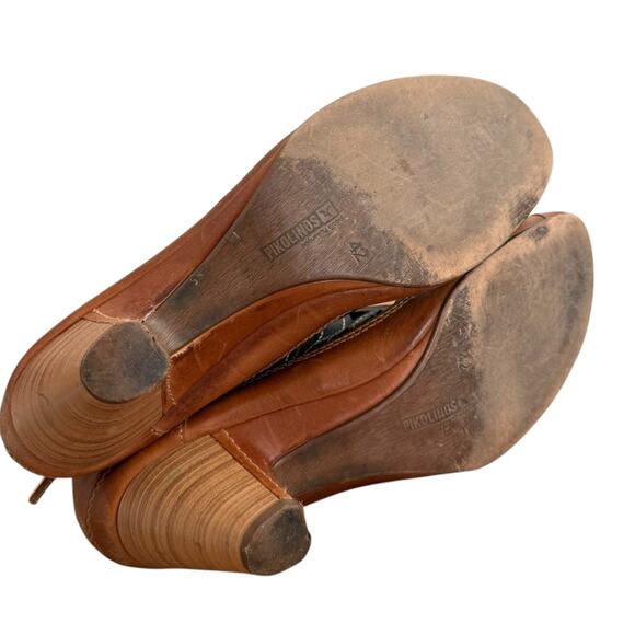 Pikolinos Java Peep Toe Sandals Cutout Zip Back Brown Black Womens 42 / US 11 - Picture 5 of 10